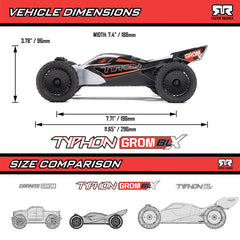 TYPHON GROM 223S BLX Brushless 4X4 Small Scale Buggy RTR, Silver by ARRMA