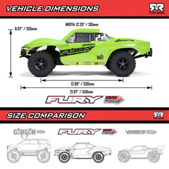 1/10 FURY MEGA 550 2WD Short Course Truck RTR, Green (Requires Batt and Ch)