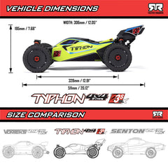 1/8 TYPHON 223S BLX Brushless 4X4 Buggy RTR with DSC, Yellow by ARRMA