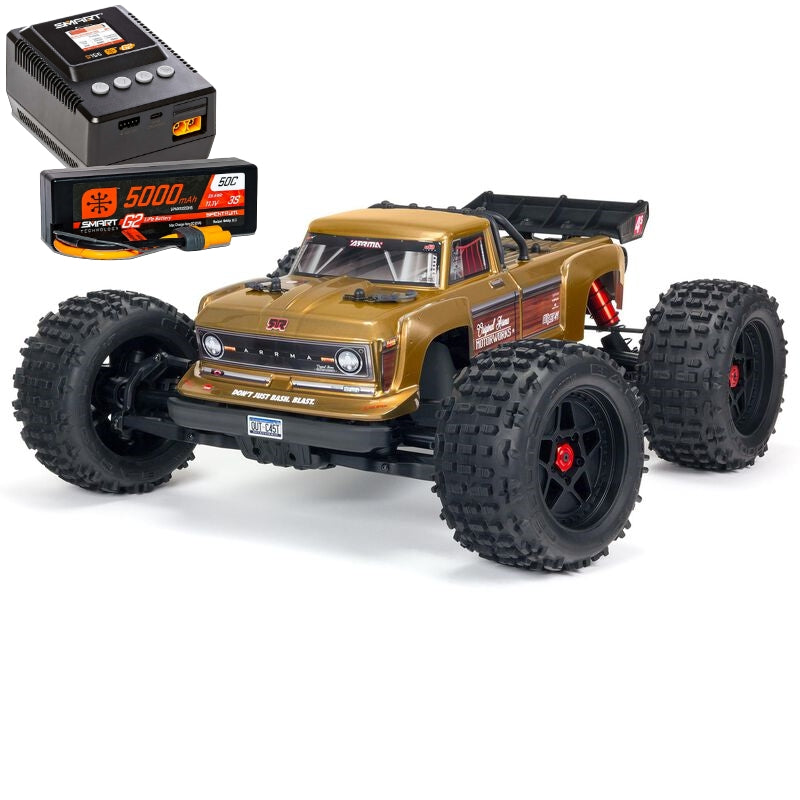 OUTCAST 4X4 4S BLX 1/10 Stunt Truck Bronze plus G2 5000mAh 3S LiPo IC5 & S155