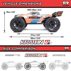 1/8 KRATON 6S V6 4X4 BLX Brushless Speed Monster Truck RTR, Blue/Orange by ARRMA