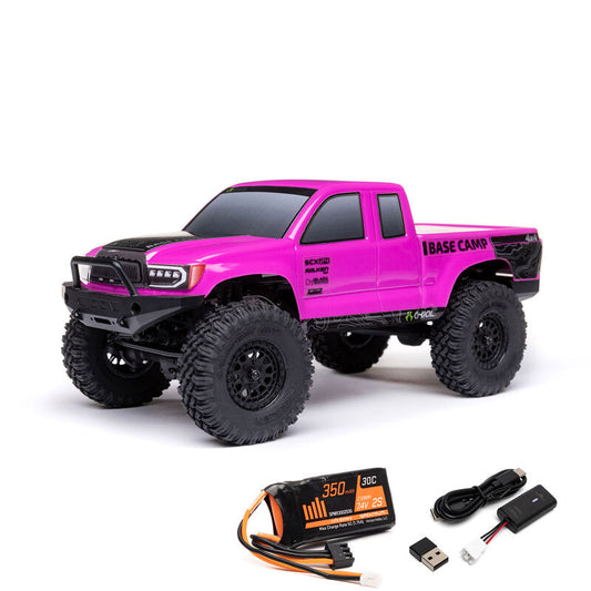 1/24 SCX24 Base Camp 4WD Rock Crawler Brushed RTR with Battery & Charger, Pink