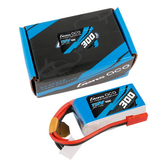 Gens Ace 300mAh 3S 11.1v 45C JST Plug 26g 40x21x17mm Eflite UMX by Gens Ace