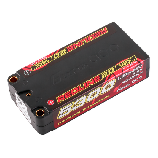 Gens Ace Redline 2.0 5300mAh 2S 7.6V 140C HardCase #64 HV Shorty Lipo Battery