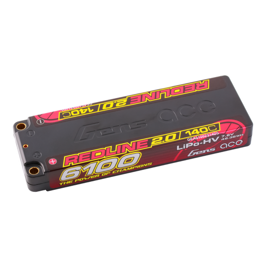 Gens ace Redline 2.0 6100mAh 2S 7.6V 140C HardCase HV Lipo Battery 226g