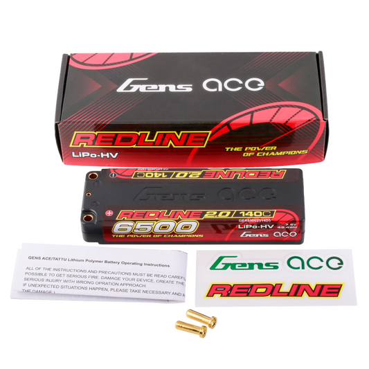 Gens Ace Redline 2.0 6500mAh 2S 7.6V 140C HardCase 57# HV Lipo Battery with