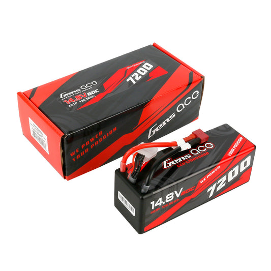 Gens Ace 7200mAh 4S 14.8v 60C Hardcase Lipo Batterywith EC5 Plug 138x47x50mm