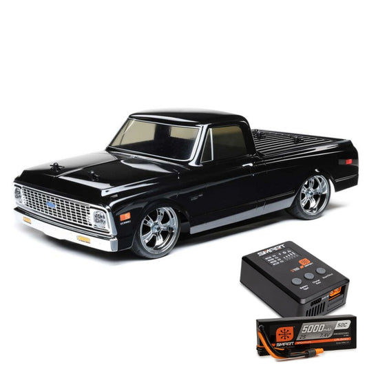 1972 Chevy C10 Pickup, 1/10 4WD V100 RTR, Black by LOSI with Spektrum 5000mAh 2S