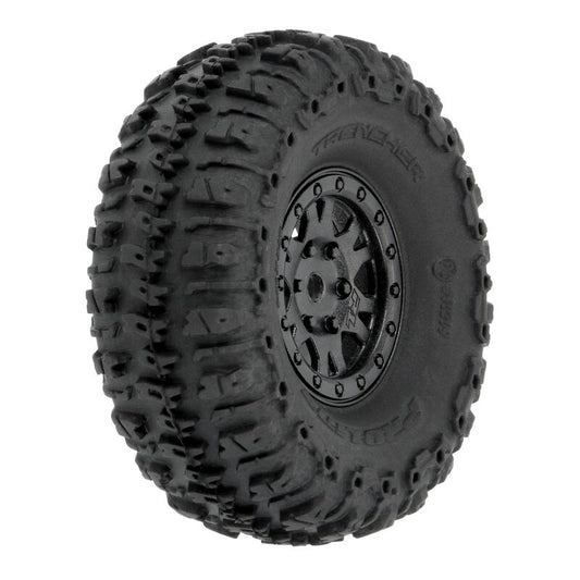 1/24 Trencher F/R 1.0" Tires Mounted 7mm Black Impulse (4): SCX24 by Proline