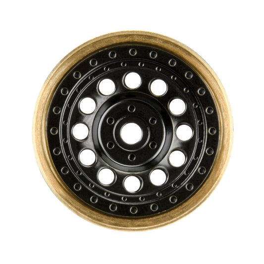 1/24 Rock Shooter Brass F/R 1.0" 7mm Hex Crawler Wheels (2) Black SCX24