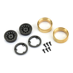 1/24 Rock Shooter Brass F/R 1.0" 7mm Hex Crawler Wheels (2) Black SCX24