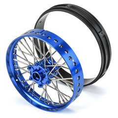 1/4 Pro-Spec Aluminum V2 Bead Front Wheel, Assembled, Blue: Promoto-MX