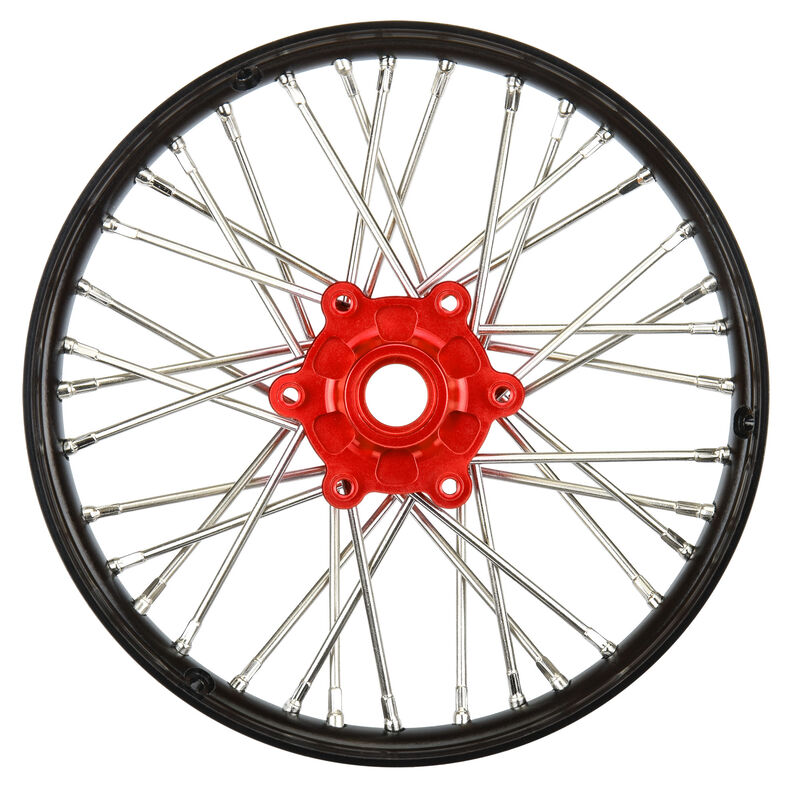 1/4 Pro-Spec Aluminum V2 Bead Front Wheel, Assembled, Black/Red: Promoto-MX