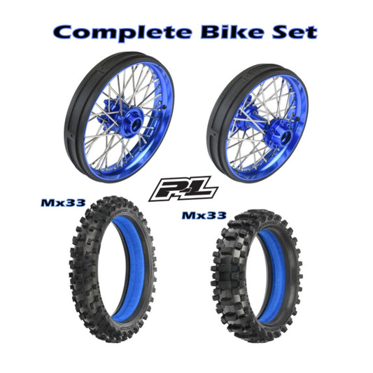 1/4 Pro-Spec Aluminum V2 Bead Complete Bike F/R Wheel/MX33 Tire Combo Set