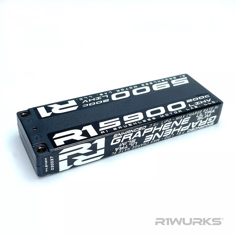 R1WURKS 5900mAh 200c 7.6v 2S Ultra Slim, Stick LiPo Battery, Graphene