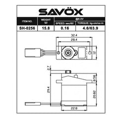 Savox Micro size 4.6kg/cm 0.16sec @ 6v Digital Servo with Soft Start, 15.8g,