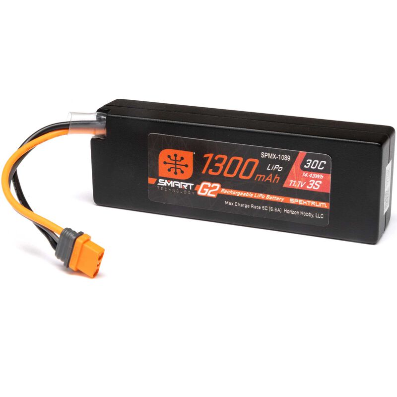 11.1V 1300mAh 3S 30C Smart G2 LiPo Battery: IC2 Connector Mojave Typhon Grom BLX