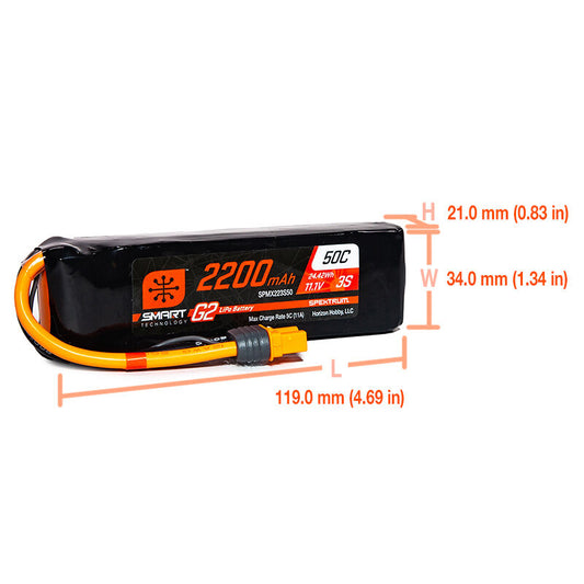 2200mAh 3S 11.1V Smart G2 LiPo 50C; IC3 by Spektrum