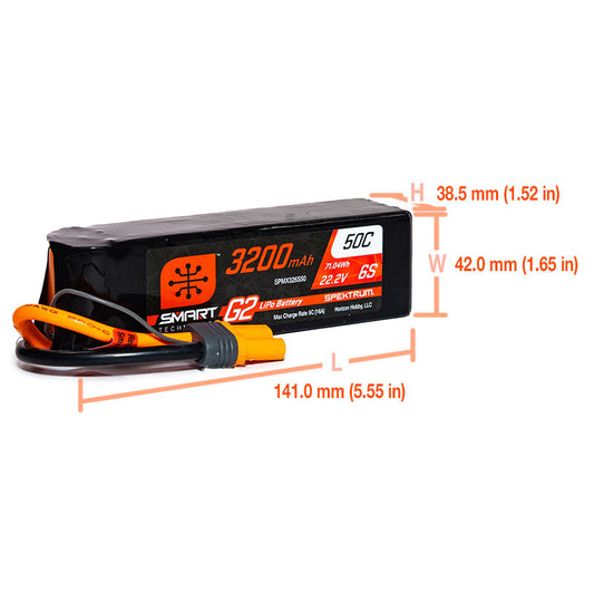 3200mAh 6S 22.2V Smart G2 LiPo 50C; IC5 by Spektrum