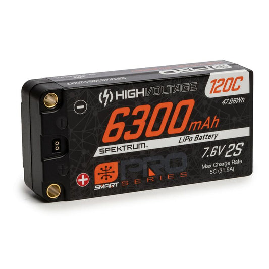 6300mAh 2S 7.6V Smart Pro Race HV LiPo 120C: 5mm by Spektrum