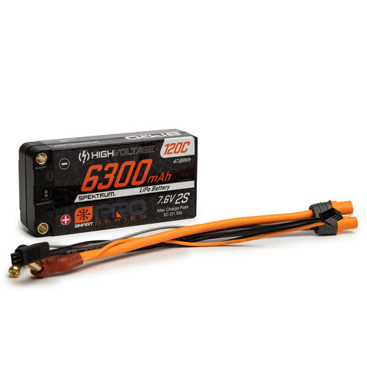 6300mAh 2S 7.6V Smart Pro Race HV LiPo 120C: 5mm by Spektrum