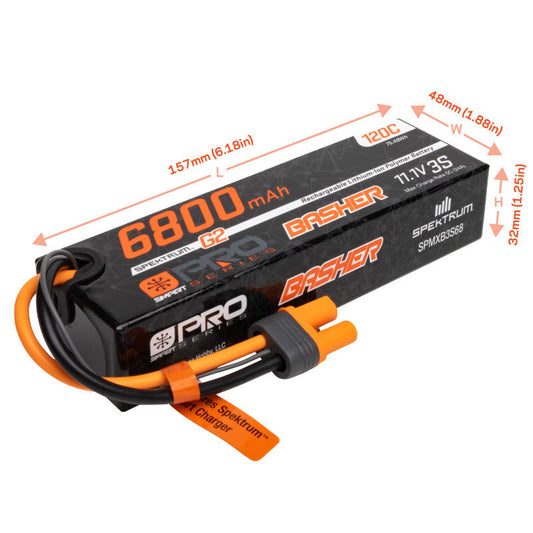 6800mAh 3S 11.1V Smart Pro Basher LiPo 120C IC5 by Spektrum