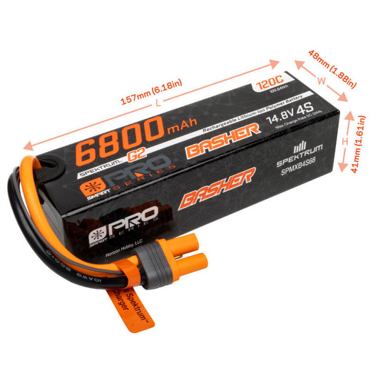 6800mAh 4S 14.8V Smart Pro Basher LiPo 120C IC5 by Spektrum