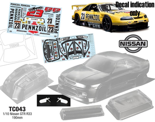 1/10 Nissan GTR R33, 190mm Pennzoil Decal Sheet by Team C