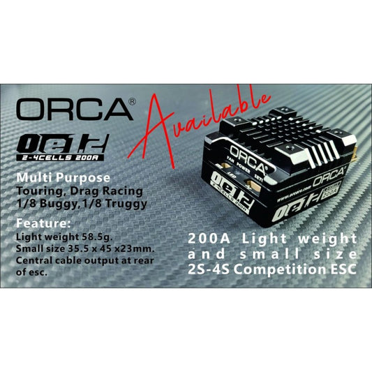 ORCA OE1.2 200A PRO ESC 2-4S 1/10, 1/8 Buggy/Truggy, Drag Racing