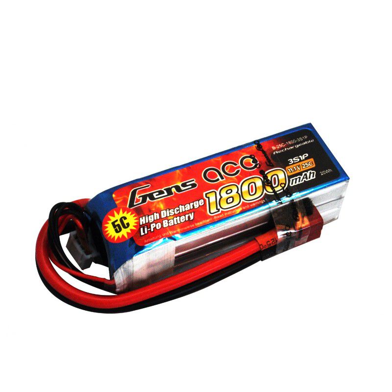 Gens-Ace 1800mAh, 11.1V, 3S1P, 45C 92x31x25mm 150g With EC3 Plug