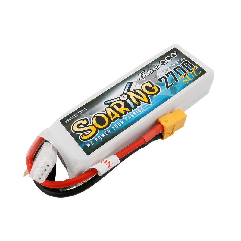 Gens Ace 2700mAh 3S 11.1v 30C 103x33x25mm 190g XT60 Plug XH Balance Soaring