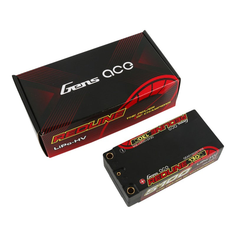 Gens Ace Redline HV 5100mAh 7.6v 130C Shorty Lipo Battery 5mm Bullet 208g