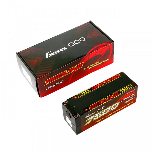 Gens Ace Redline 7500mAh 15.2v 4S HV 130C Hardcase Lipo Battery 615g 139x47x50mm