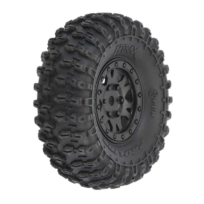 1/24 Hyrax F/R 1.0" Tyres Mountd 7mm Blk Impulse (4) Fits SCX24 by Proline SRP