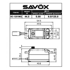 NEW BLACK Savox LOW Profile Coreless Digital Servo,9kg/cm, 0.09 sec, 6.0V 44.5g,