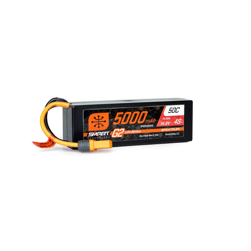 5000mAh 4S 14.8V Smart G2 LiPo 50C Hard Case; IC5 by Spektrum