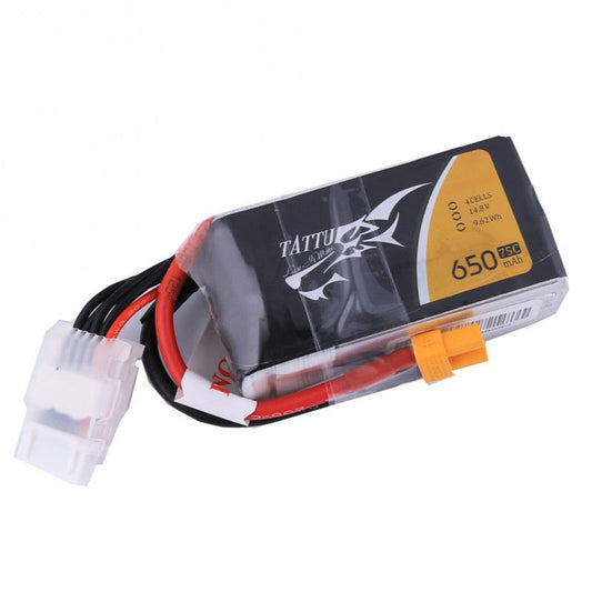 Tattu 650mAh 4S 75C with XT30 Plug 60x31x21mm 74g Suit 150 Race Quad