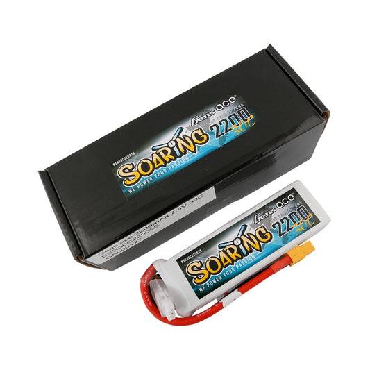 Gens Ace 2200mAh 2S 7.4v 30C 104x35x15mm 122g XT60 Plug XH Balance Soaring